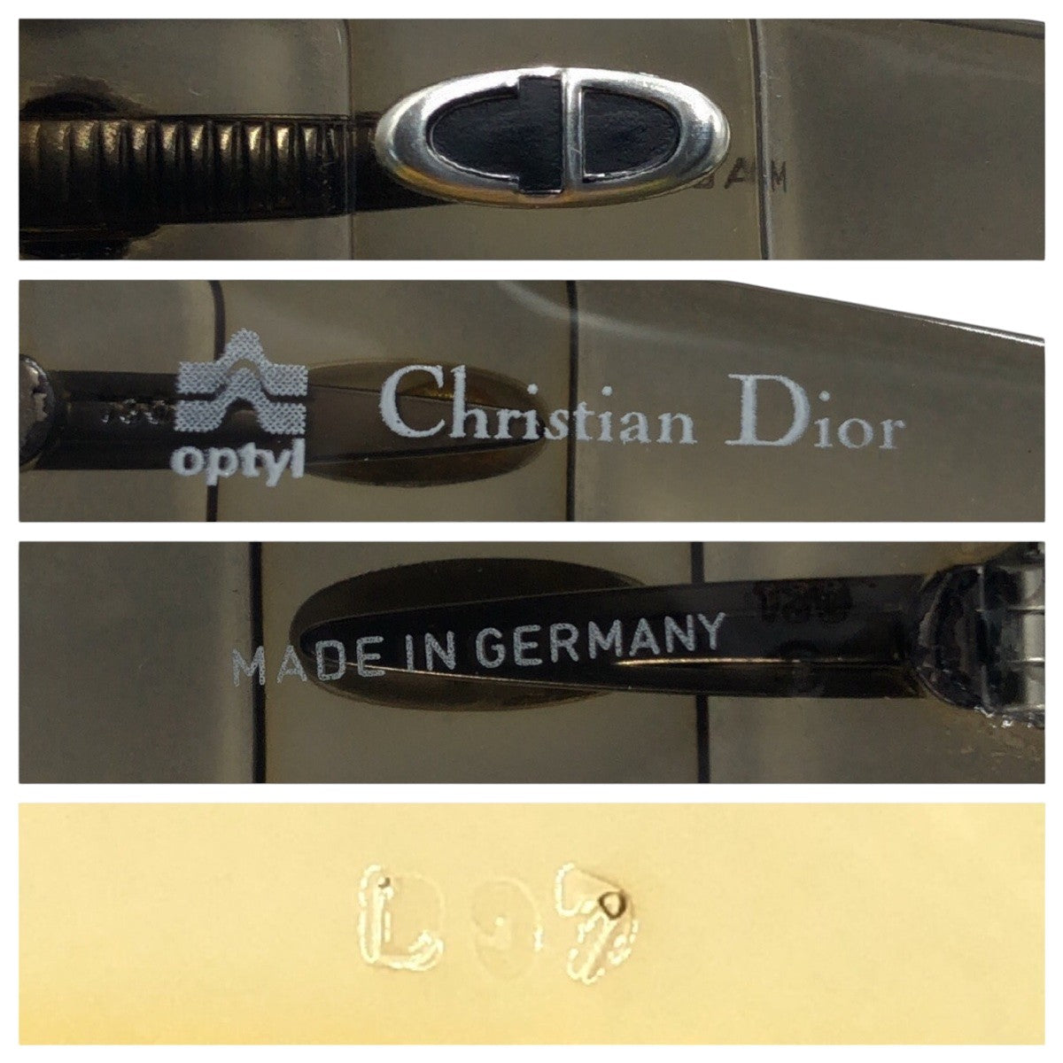 13258
Dior ディオール ヴィンテージ カーキ イエロー プラスチック サングラス スクエア  レディース