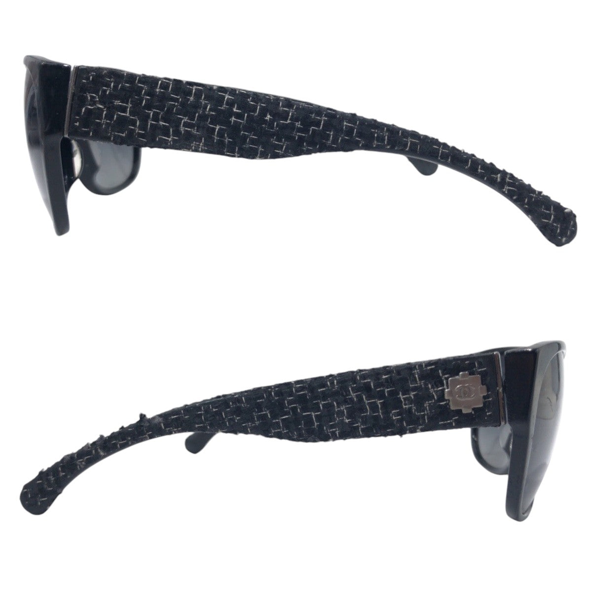 13262
CHANEL シャネル ココマーク ツイードテンプル ブラック 黒 プラスチック 5237-A c.501/T3 52□18 サングラス 偏光レンズ  POLARIZED バタフライ  レディース