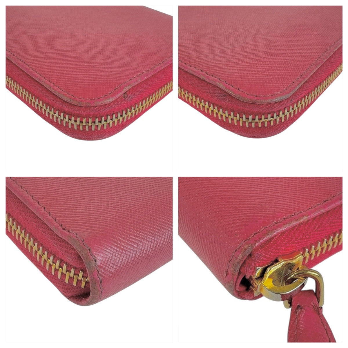 12788
PRADA プラダ サフィアーノ ピンク ゴールド金具 レザー 長財布 ラウンドファスナー  レディース