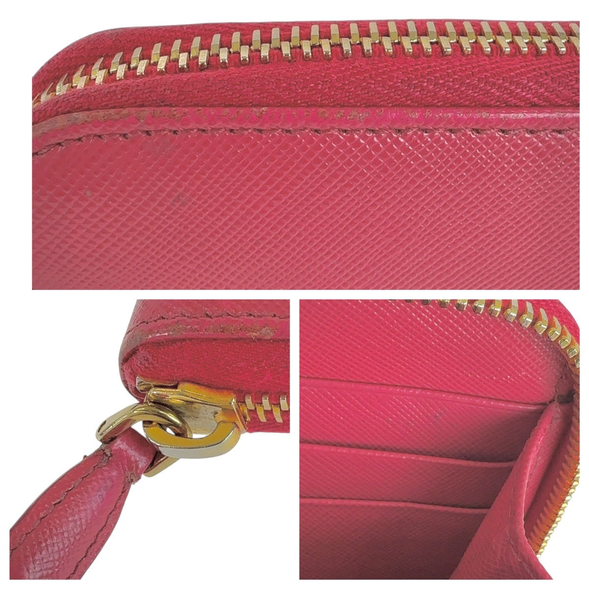 12788
PRADA プラダ サフィアーノ ピンク ゴールド金具 レザー 長財布 ラウンドファスナー  レディース