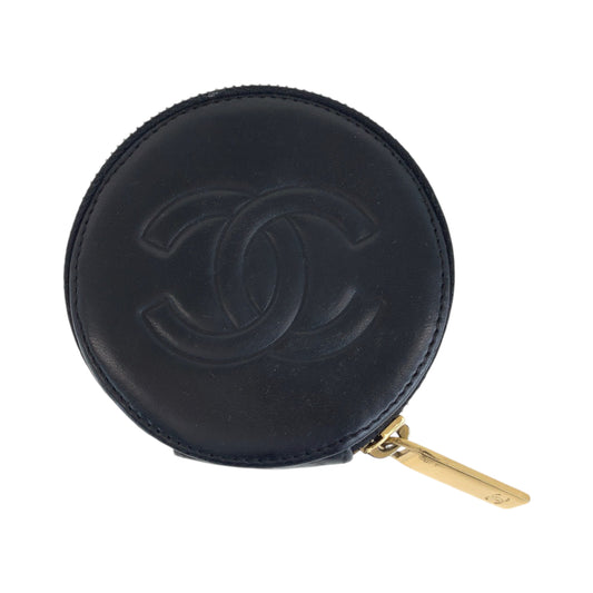 13265
CHANEL シャネル カメリア ココマーク ブラック 黒 ゴールド金具 ラムスキン コインケース  レディース