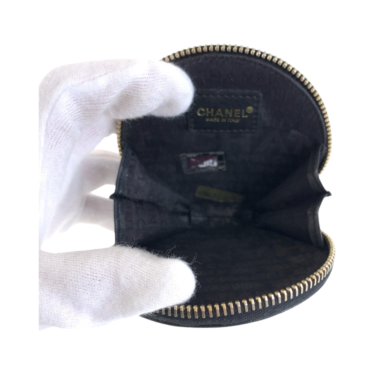 13265
CHANEL シャネル カメリア ココマーク ブラック 黒 ゴールド金具 ラムスキン コインケース  レディース