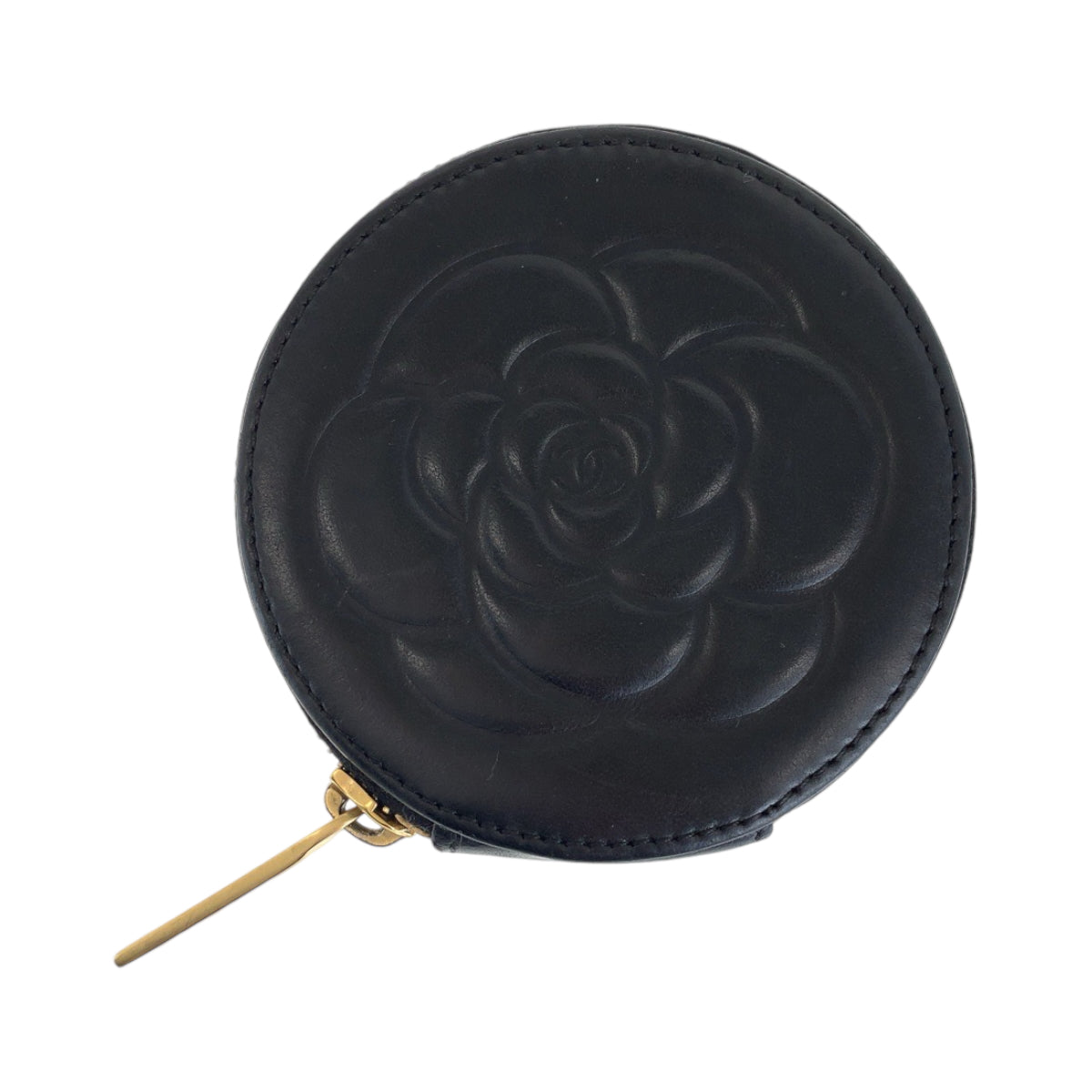 13265
CHANEL シャネル カメリア ココマーク ブラック 黒 ゴールド金具 ラムスキン コインケース  レディース
