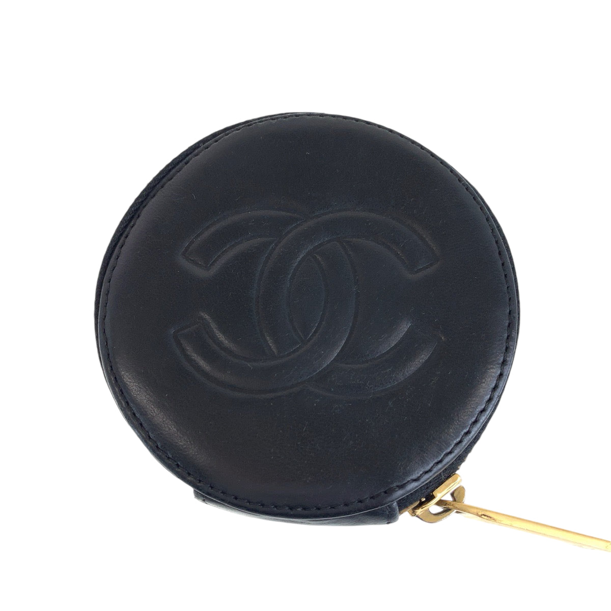 13265
CHANEL シャネル カメリア ココマーク ブラック 黒 ゴールド金具 ラムスキン コインケース  レディース