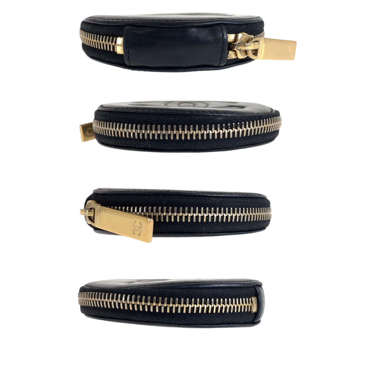 13265
CHANEL シャネル カメリア ココマーク ブラック 黒 ゴールド金具 ラムスキン コインケース  レディース