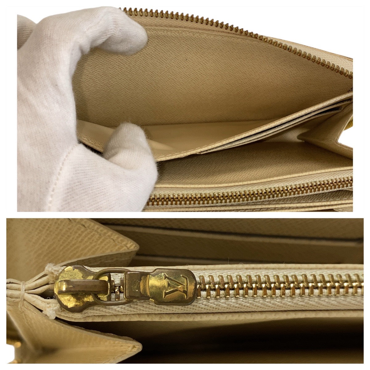 12786
LOUIS VUITTON ルイヴィトン ダミエ アズール ジッピーウォレット ホワイト グレー ゴールド金具 PVC N60019 長財布 ロングウォレット  レディース