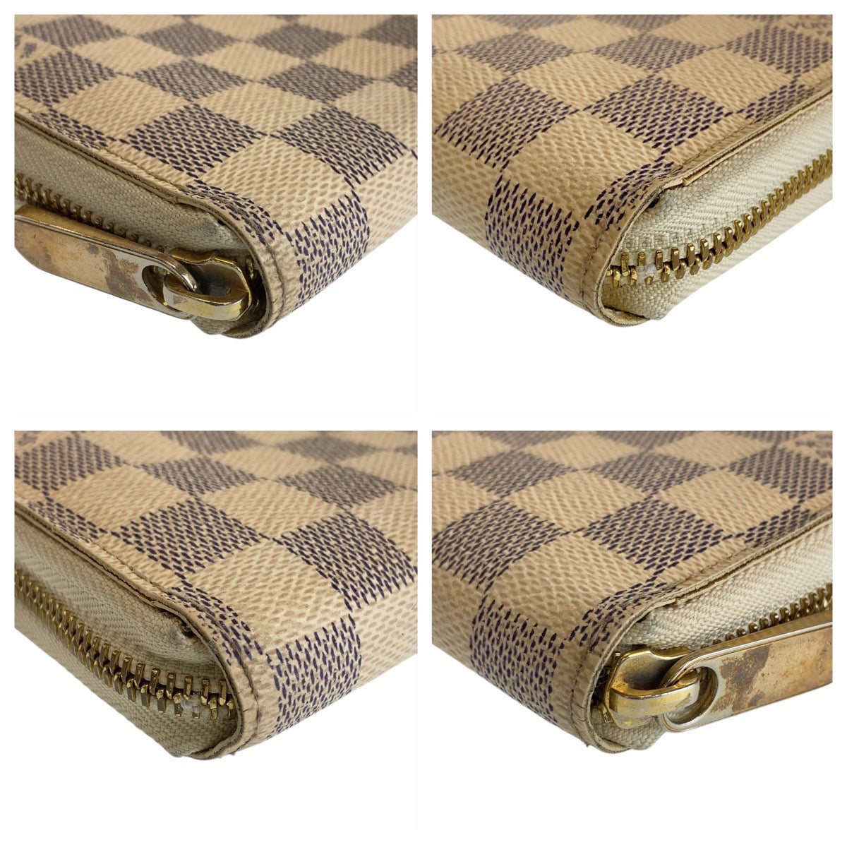 12786
LOUIS VUITTON ルイヴィトン ダミエ アズール ジッピーウォレット ホワイト グレー ゴールド金具 PVC N60019 長財布 ロングウォレット  レディース