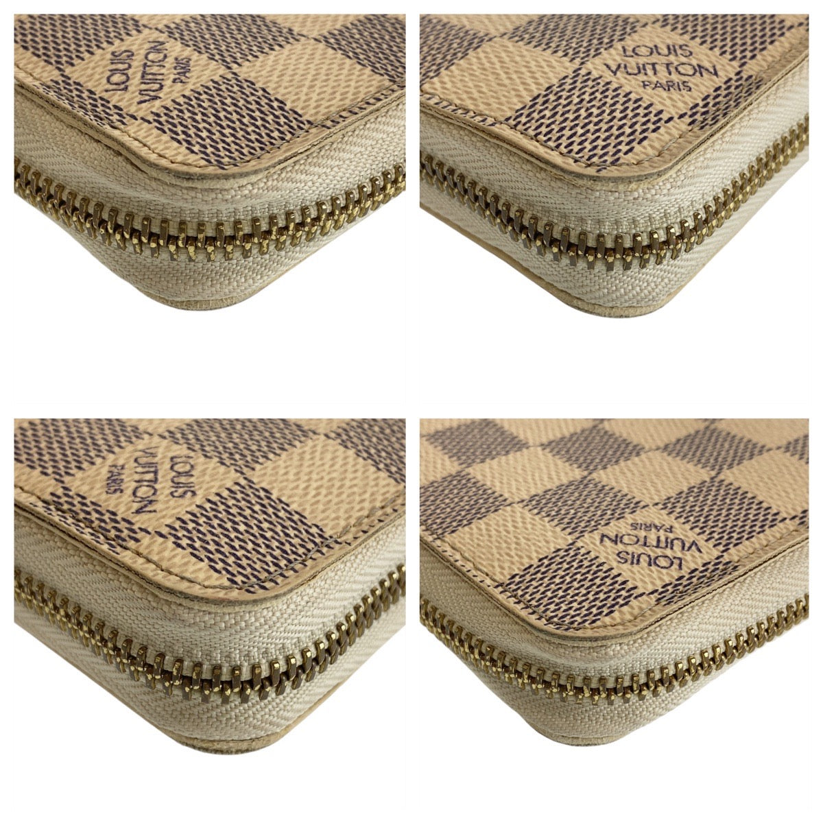 12786
LOUIS VUITTON ルイヴィトン ダミエ アズール ジッピーウォレット ホワイト グレー ゴールド金具 PVC N60019 長財布 ロングウォレット  レディース