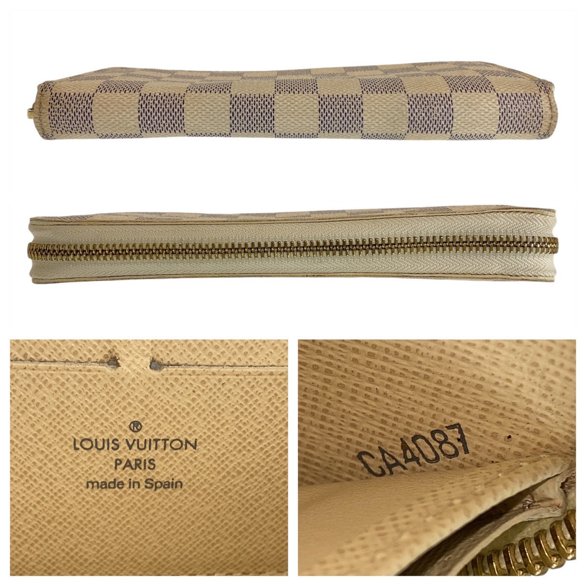 12786
LOUIS VUITTON ルイヴィトン ダミエ アズール ジッピーウォレット ホワイト グレー ゴールド金具 PVC N60019 長財布 ロングウォレット  レディース