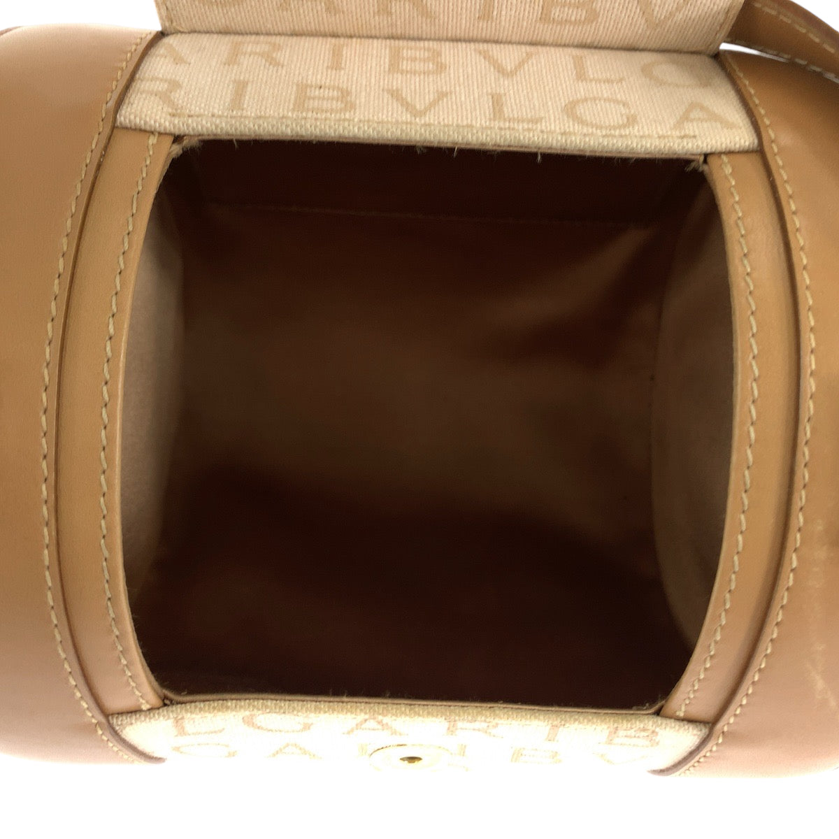 13267
BVLGARI ブルガリ ロゴマニア B-ゼロ1 ベージュ ブラウン ゴールド金具 キャンバス ショルダーバッグ バニテクバッグ アクセサリーポーチ  レディース