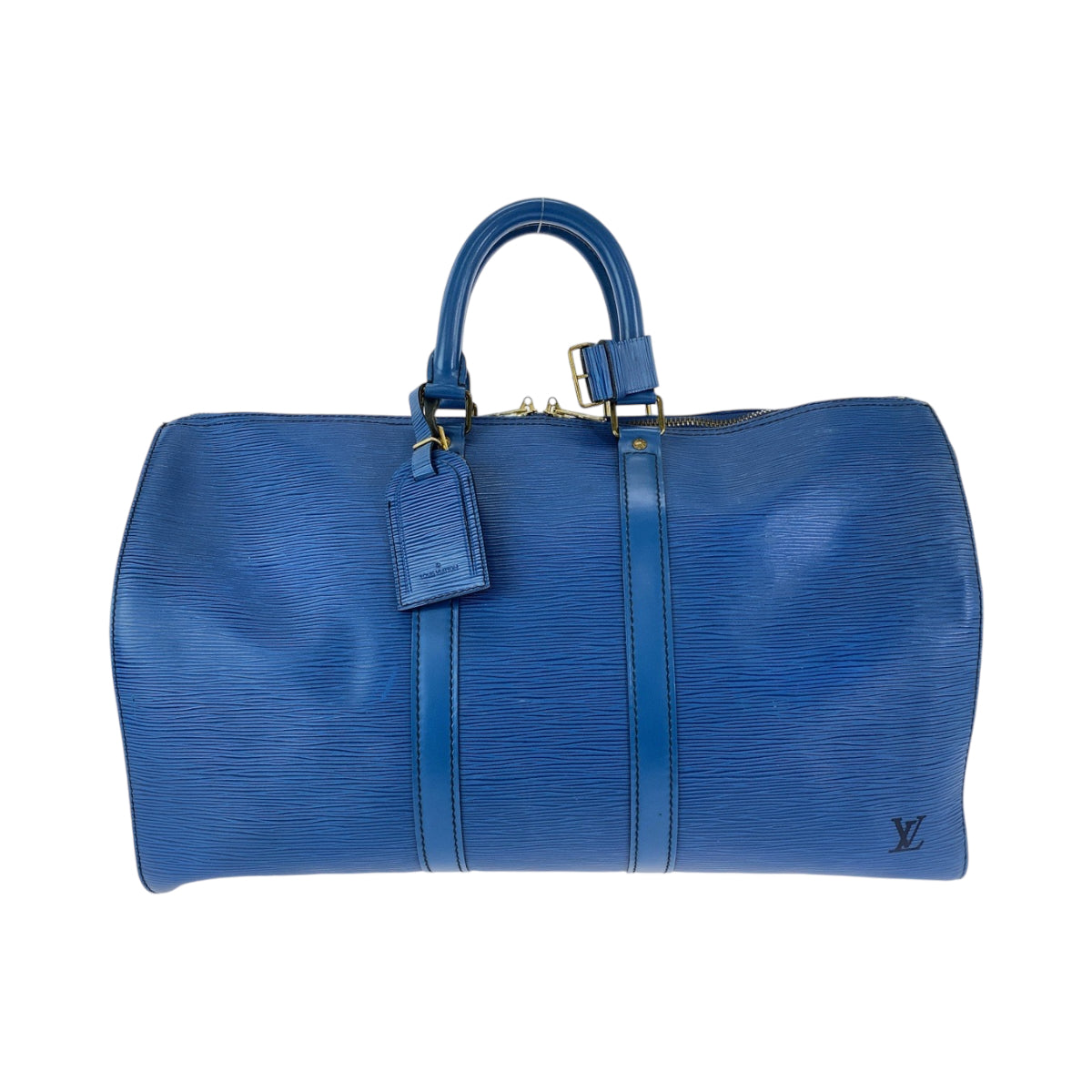 12786
LOUIS VUITTON ルイヴィトン エピ キーポル45 トレドブルー ブルー ゴールド金具 エピレザー M42975 ボストンバッグ ハンドバッグ  メンズ