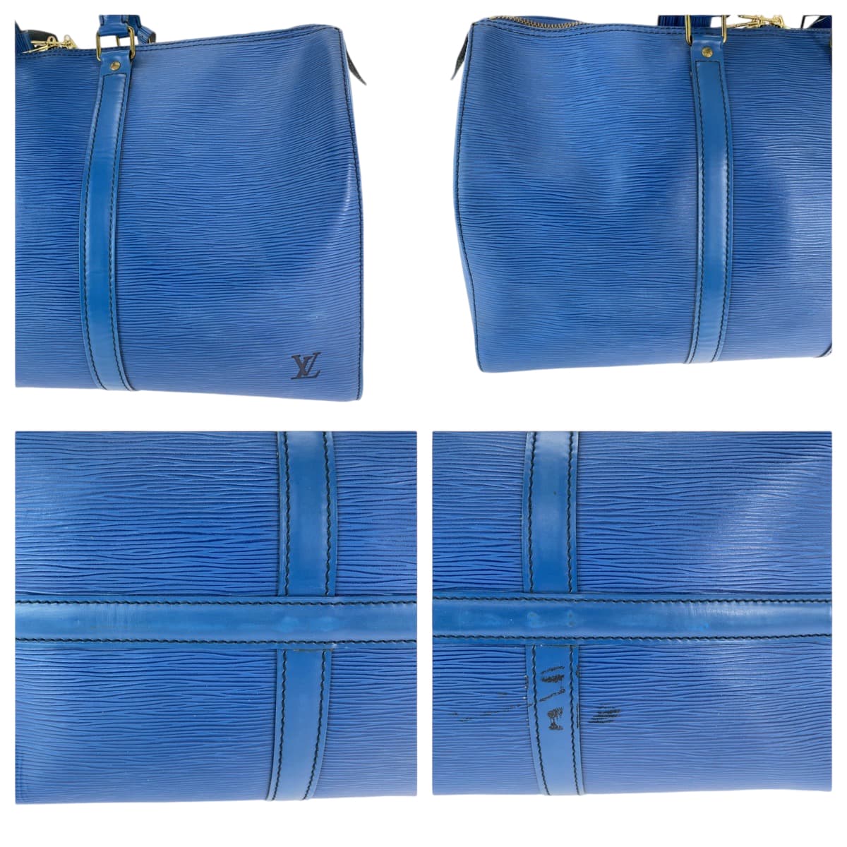 12786
LOUIS VUITTON ルイヴィトン エピ キーポル45 トレドブルー ブルー ゴールド金具 エピレザー M42975 ボストンバッグ ハンドバッグ  メンズ