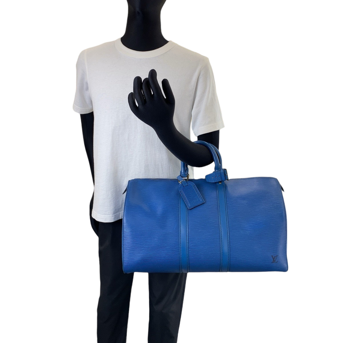 12786
LOUIS VUITTON ルイヴィトン エピ キーポル45 トレドブルー ブルー ゴールド金具 エピレザー M42975 ボストンバッグ ハンドバッグ  メンズ