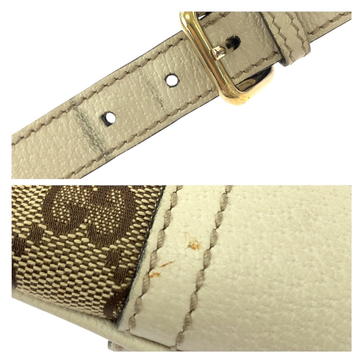 13269
GUCCI グッチ シェリーライン プリンシー ベージュ ホワイト ゴールド金具 GGキャンバス / レザー 204939 ショルダーバッグ ポシェット  レディース