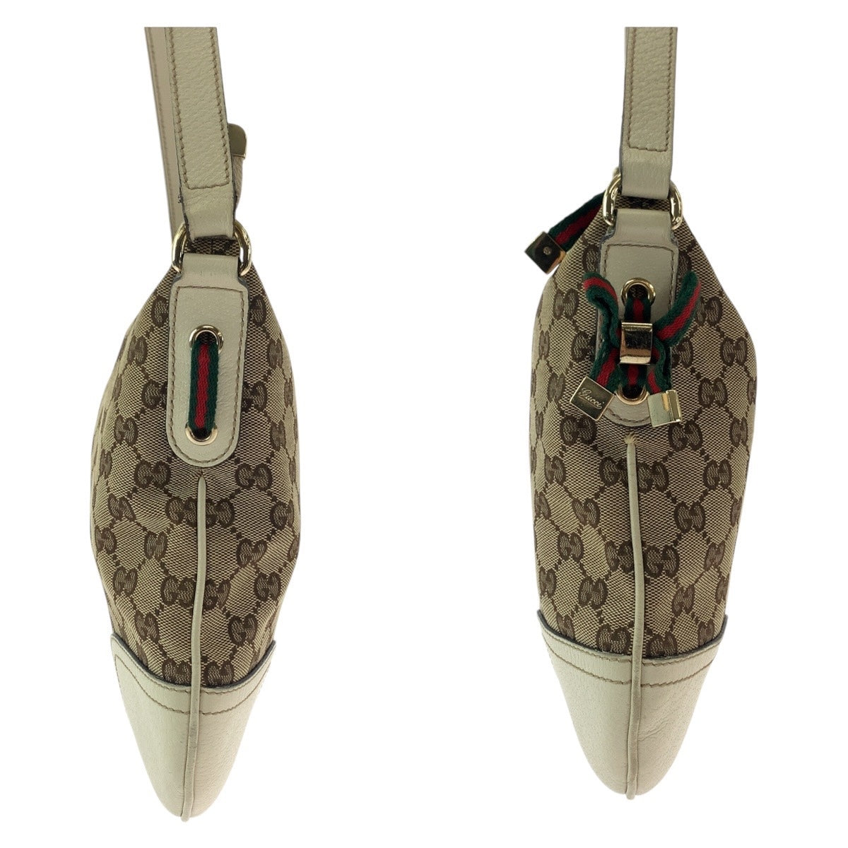 13269
GUCCI グッチ シェリーライン プリンシー ベージュ ホワイト ゴールド金具 GGキャンバス / レザー 204939 ショルダーバッグ ポシェット  レディース