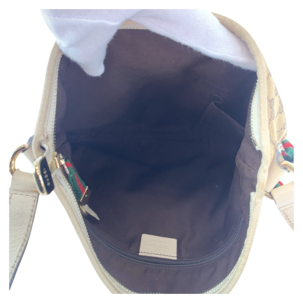 13269
GUCCI グッチ シェリーライン プリンシー ベージュ ホワイト ゴールド金具 GGキャンバス / レザー 204939 ショルダーバッグ ポシェット  レディース