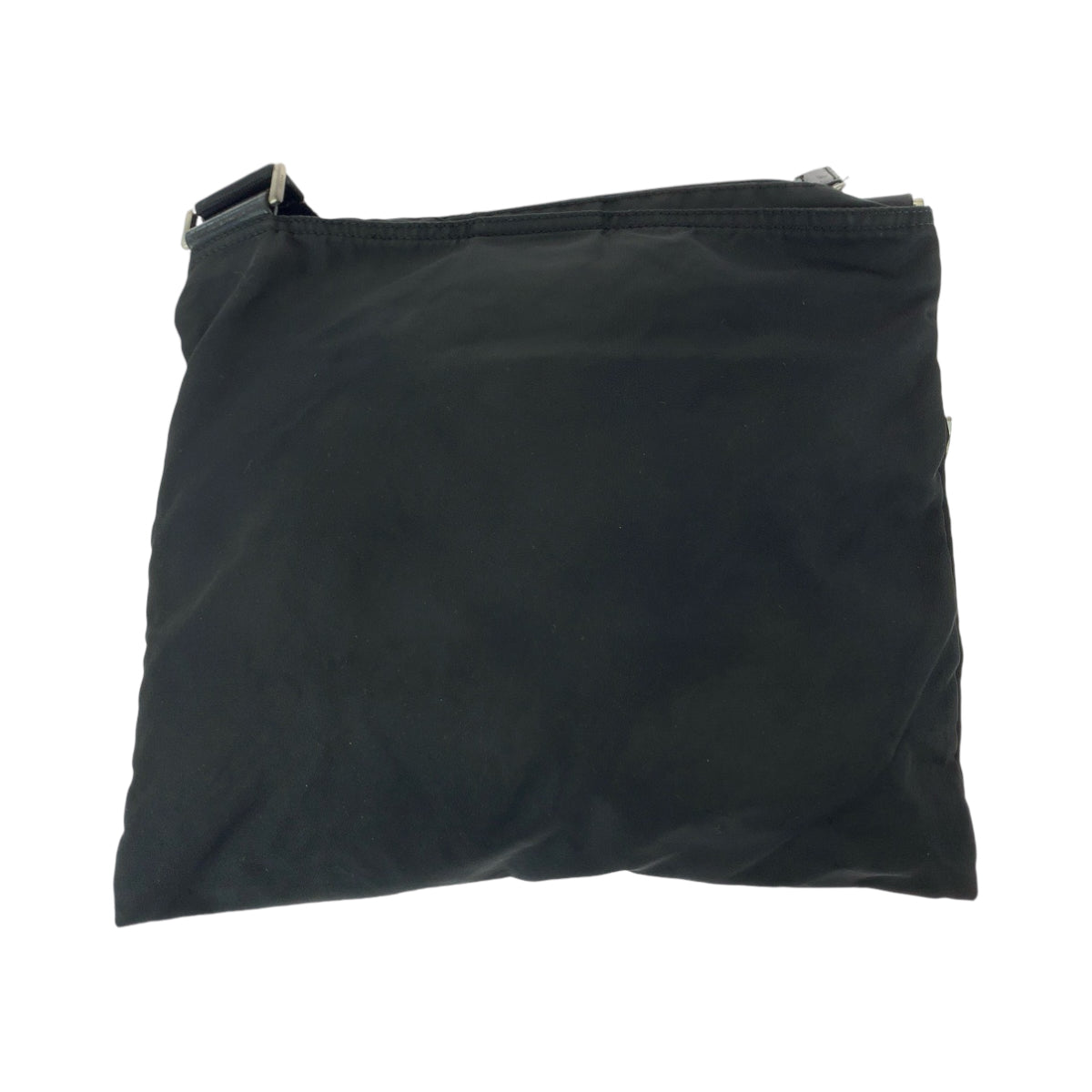 PRADA Prada Tessuto Triangle Logo Plate Black Silver Hardware Nylon Shoulder Bag Pochette Women's