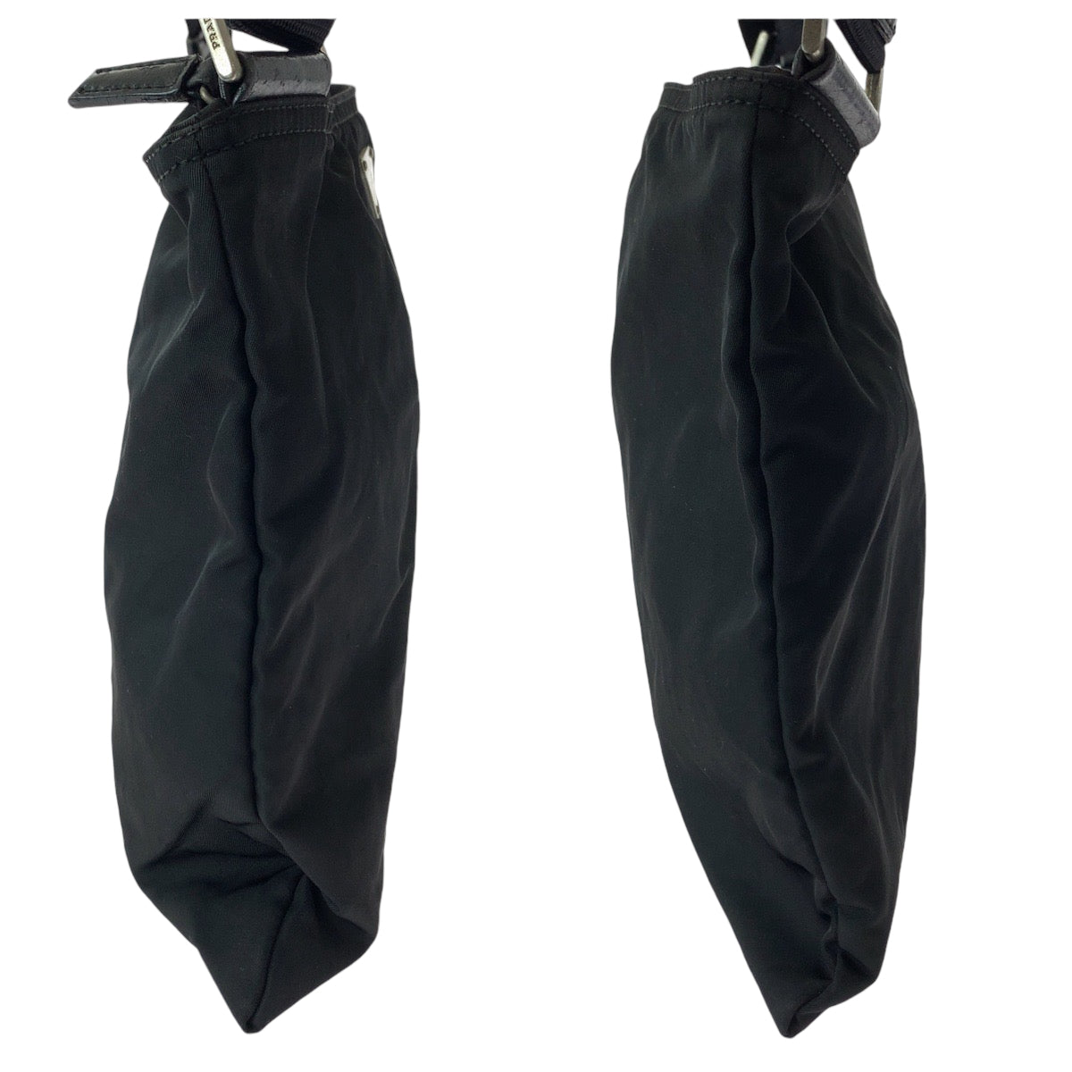 PRADA Prada Tessuto Triangle Logo Plate Black Silver Hardware Nylon Shoulder Bag Pochette Women's