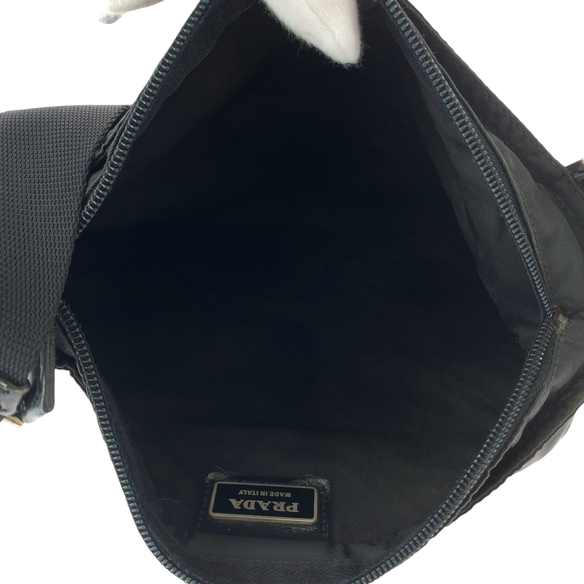 PRADA Prada Tessuto Triangle Logo Plate Black Silver Hardware Nylon Shoulder Bag Pochette Women's