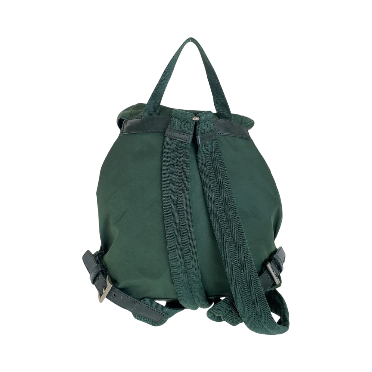 13270
PRADA プラダ テスート 三角ロゴプレート グリーン シルバー金具 ナイロン B6677 リュックサック バックパック  レディース
