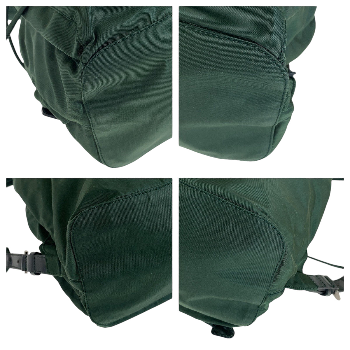 13270
PRADA プラダ テスート 三角ロゴプレート グリーン シルバー金具 ナイロン B6677 リュックサック バックパック  レディース