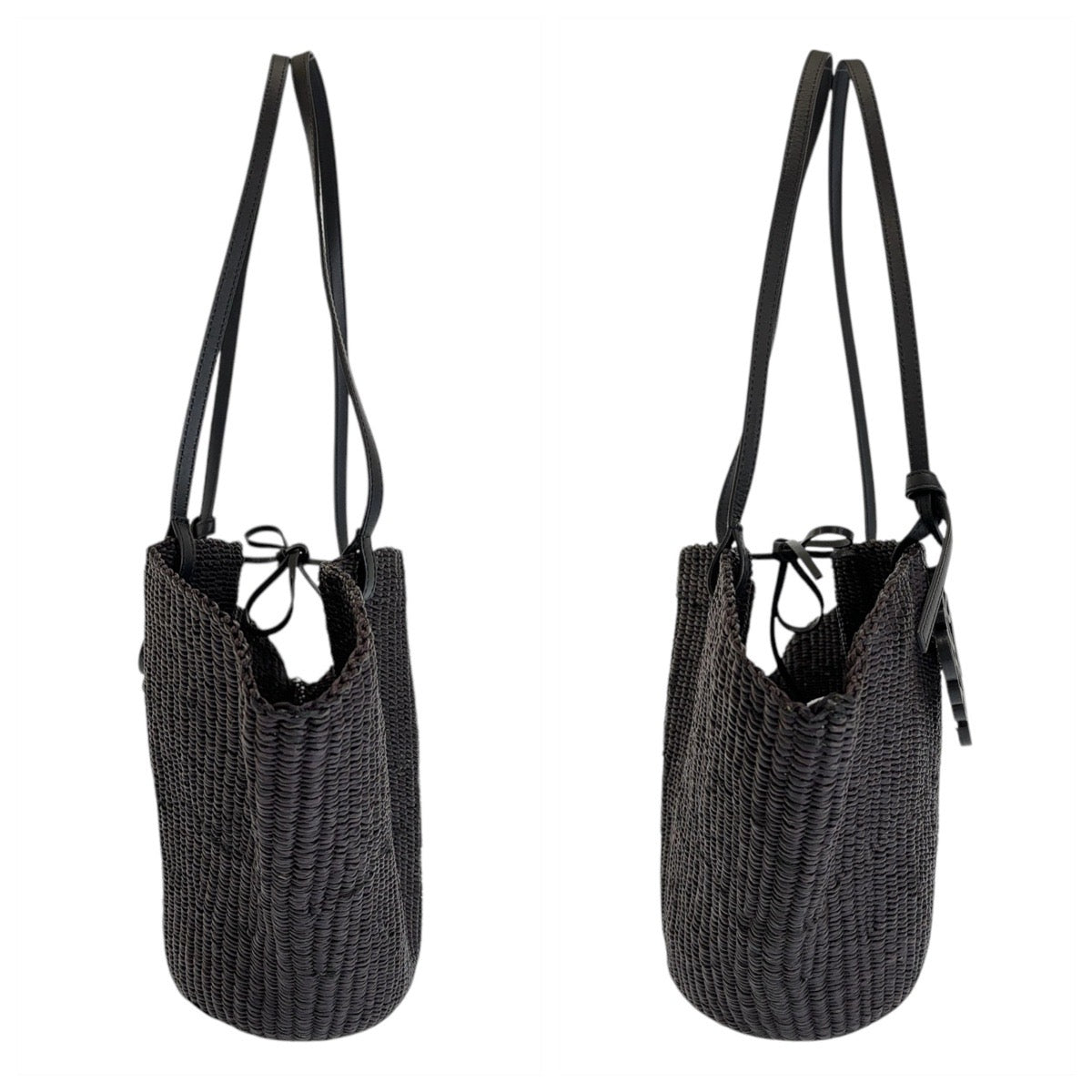 13271
LOEWE ロエベ アナグラム シェルバスケットバッグ ブラック 黒 レザー ショルダーバッグ カゴバッグ  レディース