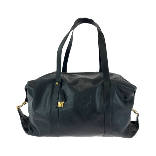 13272
LOEWE ロエベ ヴィンテージ アナグラム 男女兼用 ブラック 黒 ゴールド金具 レザー ボストンバッグ ショルダーバッグ  レディース