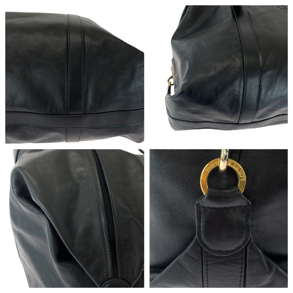 13272
LOEWE ロエベ ヴィンテージ アナグラム 男女兼用 ブラック 黒 ゴールド金具 レザー ボストンバッグ ショルダーバッグ  レディース
