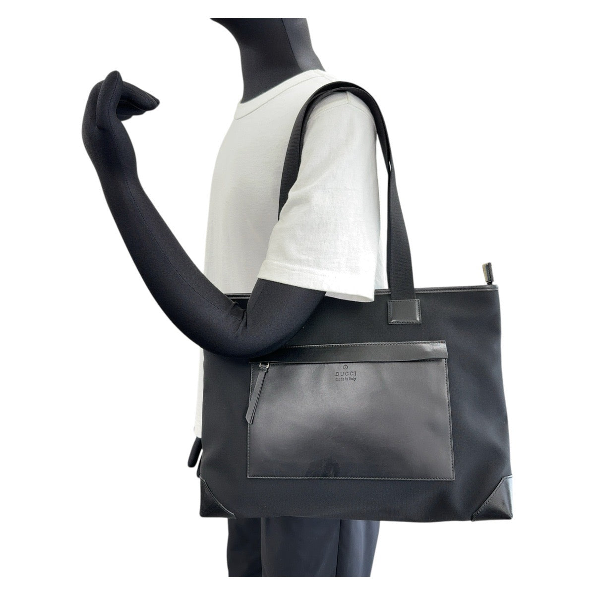 GUCCI グッチ 男女兼用 ブラック 黒 シルバー金具 ナイロン / レザー 019 0426 トートバッグ ショルダーバッグ  メンズ