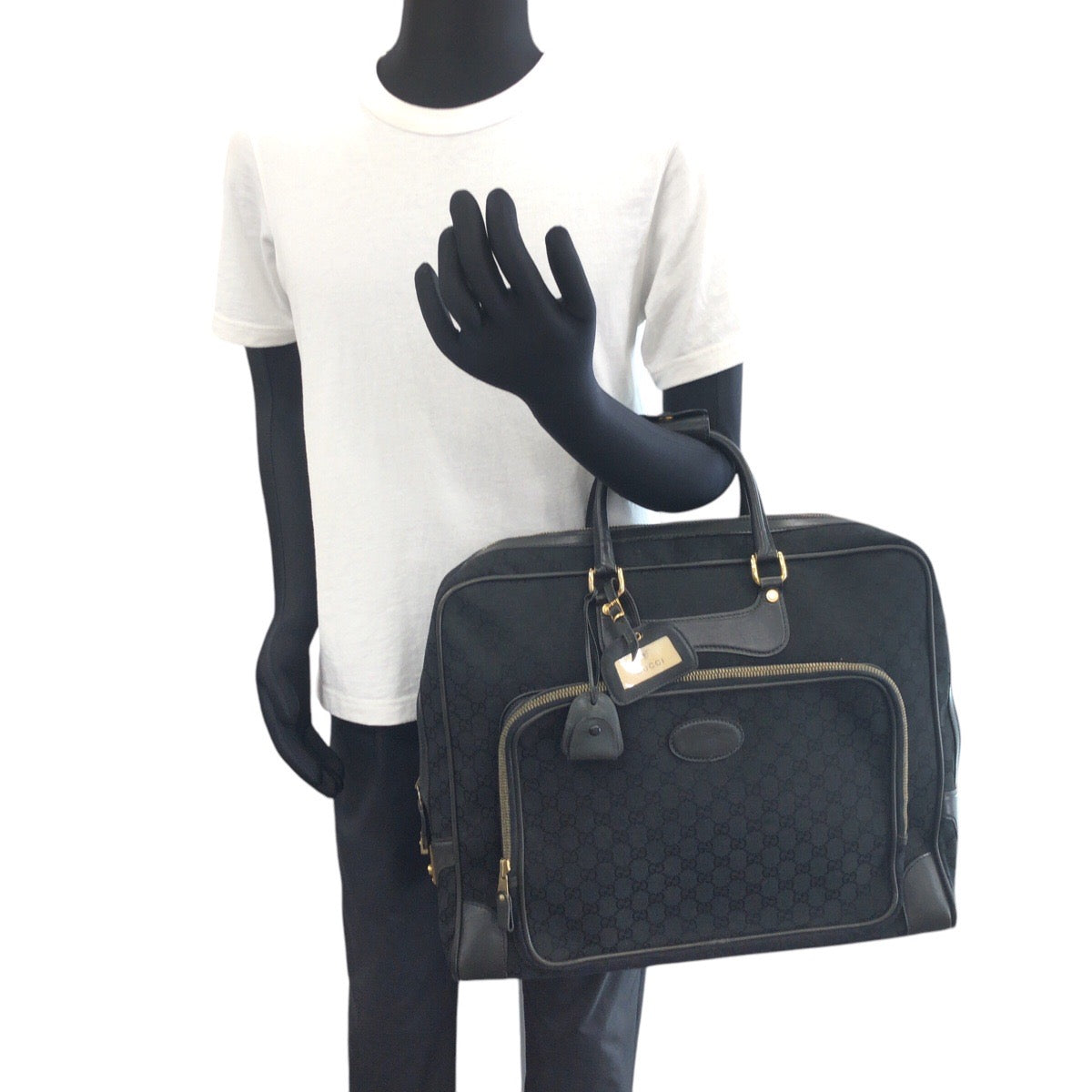 14060
GUCCI グッチ ヴィンテージ オールドグッチ ブラック 黒 ゴールド金具 GGキャンバス ビジネスバッグ ブリーフケース  メンズ