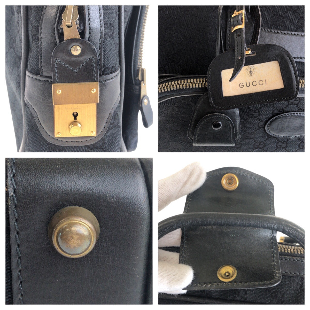 14060
GUCCI グッチ ヴィンテージ オールドグッチ ブラック 黒 ゴールド金具 GGキャンバス ビジネスバッグ ブリーフケース  メンズ