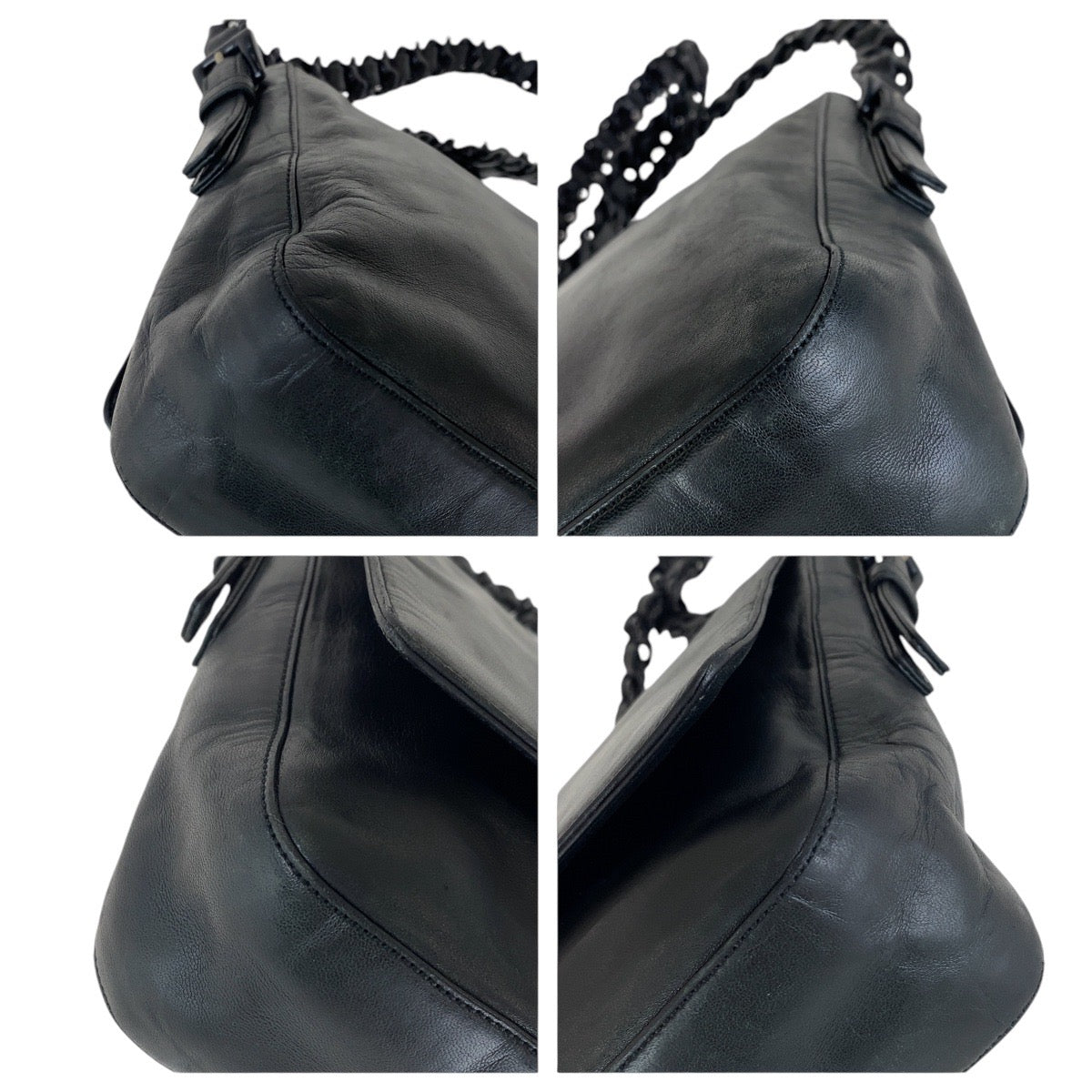 13277
PRADA プラダ ブラック 黒 レザー / プラスチック 斜め掛け ショルダーバッグ ポシェット  レディース