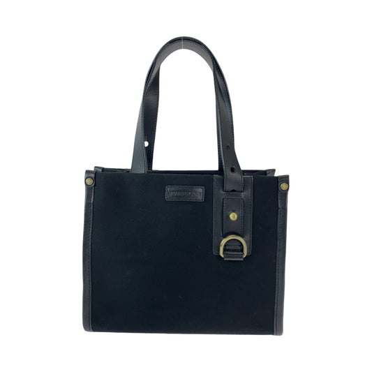 13281
BURBERRY バーバリー チェック柄 ブラック ベージュ シルバー金具 キャンバス ハンドバッグ トートバッグ  レディース