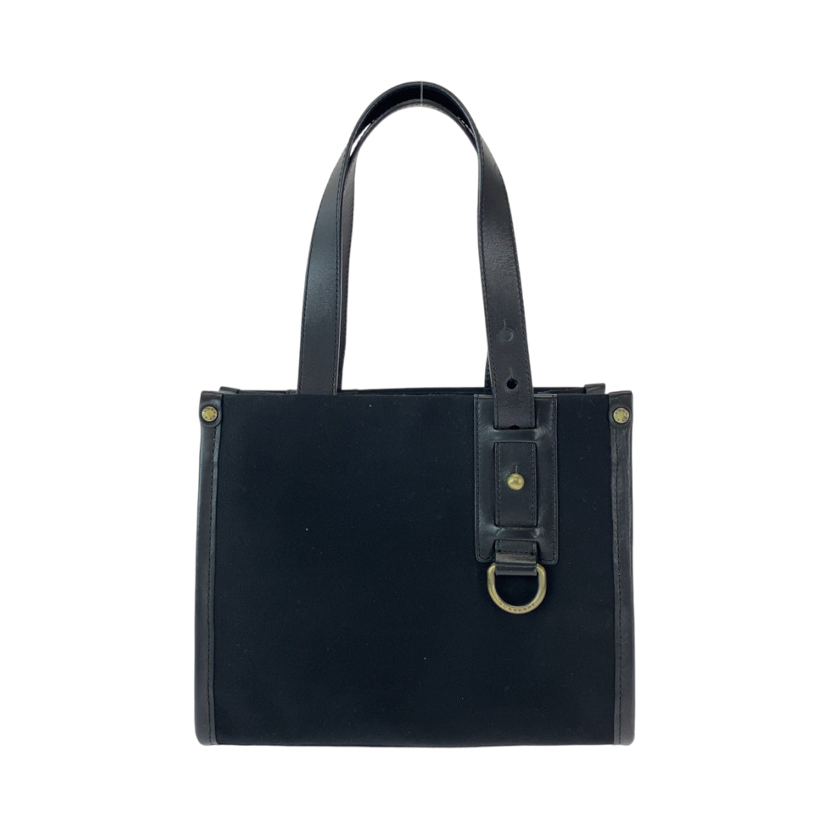 13281
BURBERRY バーバリー チェック柄 ブラック ベージュ シルバー金具 キャンバス ハンドバッグ トートバッグ  レディース