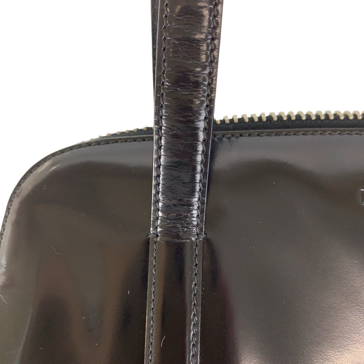 PRADA Prada Black Silver Hardware Patent Leather Handbag Tote Bag Women's