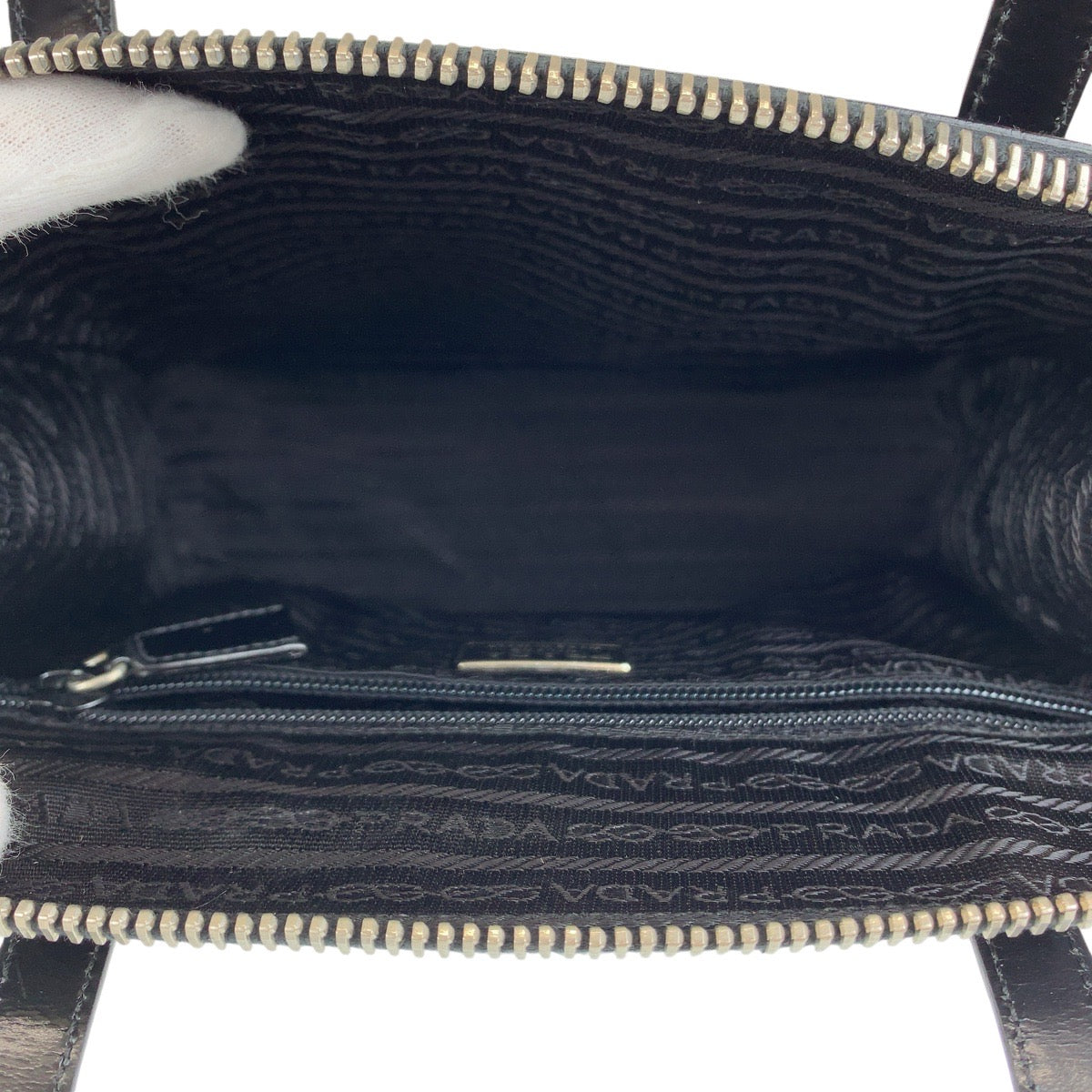 PRADA Prada Black Silver Hardware Patent Leather Handbag Tote Bag Women's