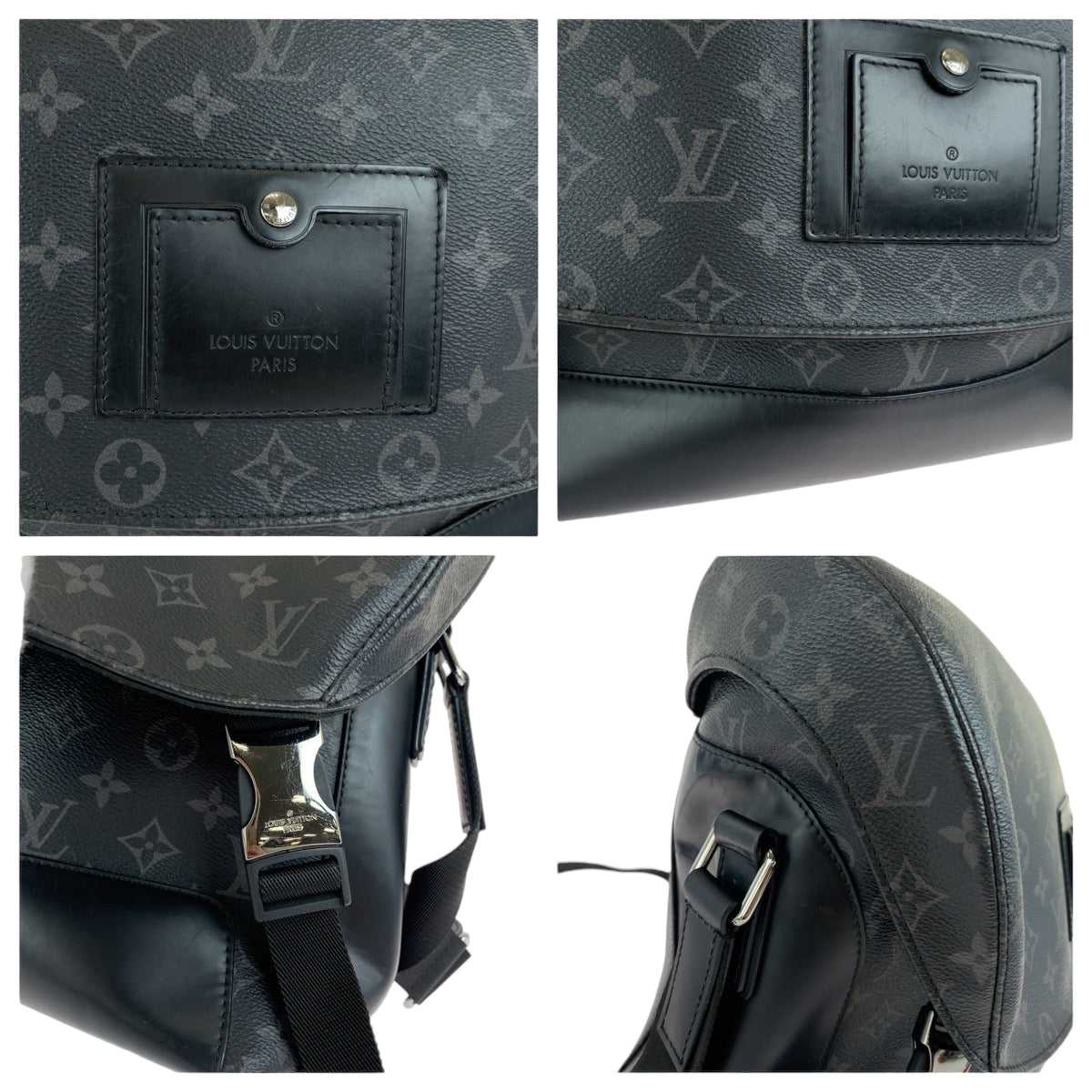 13283
LOUIS VUITTON ルイヴィトン モノグラム エクリプス ヴォワヤージュPM ブラック 黒 シルバー金具 PVC M40511 ショルダーバッグ メッセンジャーバッグ  メンズ