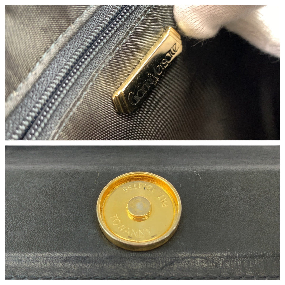 13288
Gianni Versace ジャンニ ヴェルサーチ ヴィンテージ ビジュー ボールチェーン ブラック 黒 ゴールド金具 レザー / リザード ハンドバッグ  レディース