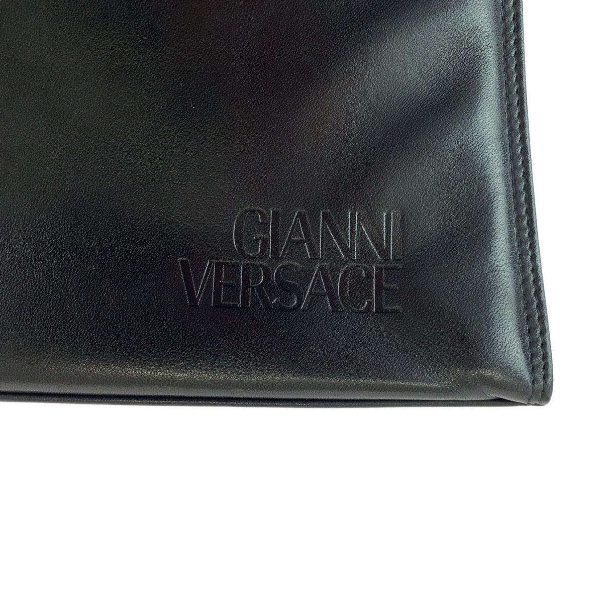13288
Gianni Versace ジャンニ ヴェルサーチ ヴィンテージ ビジュー ボールチェーン ブラック 黒 ゴールド金具 レザー / リザード ハンドバッグ  レディース