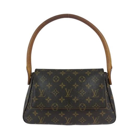 13289
LOUIS VUITTON ルイヴィトン モノグラム ミニルーピング ブラウン ゴールド金具 PVC M51147 ワンショルダーバッグ 肩掛け  レディース