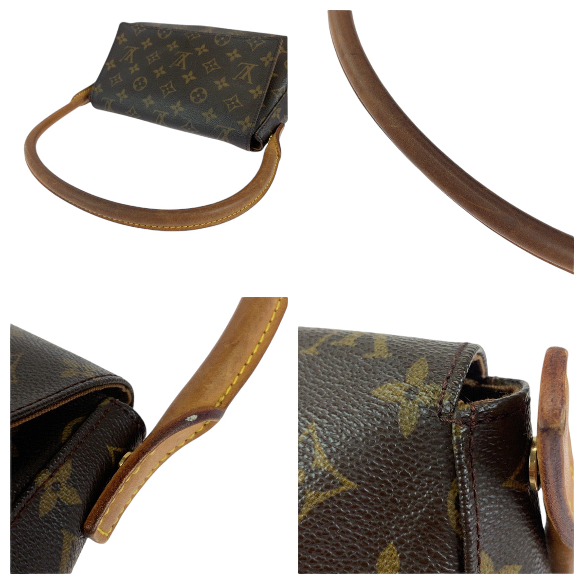13289
LOUIS VUITTON ルイヴィトン モノグラム ミニルーピング ブラウン ゴールド金具 PVC M51147 ワンショルダーバッグ 肩掛け  レディース