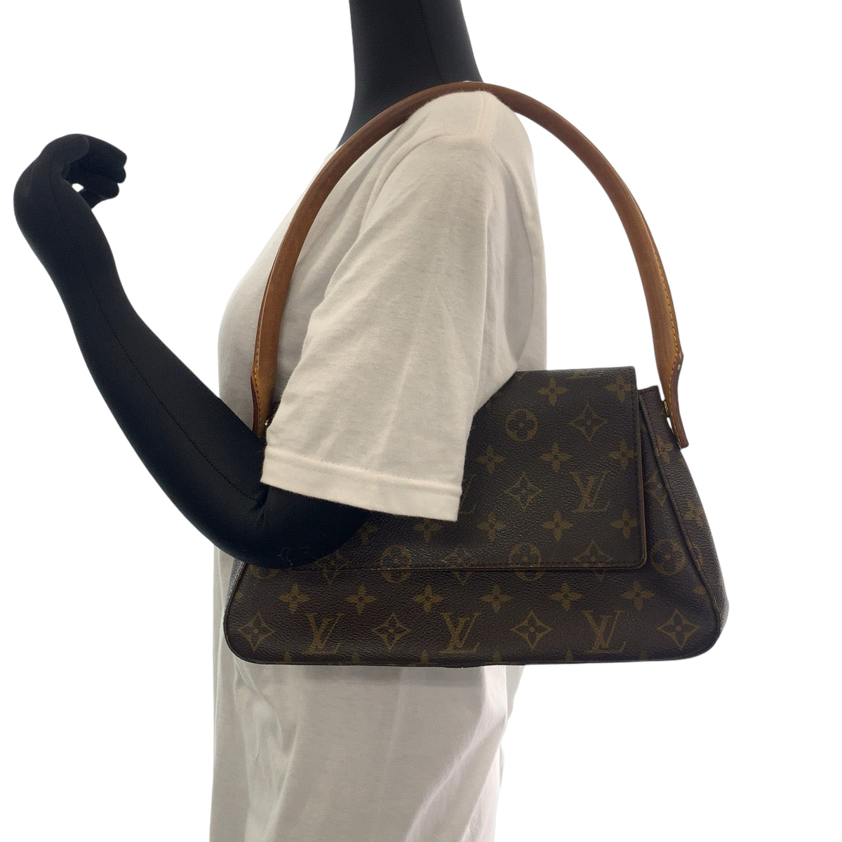 13289
LOUIS VUITTON ルイヴィトン モノグラム ミニルーピング ブラウン ゴールド金具 PVC M51147 ワンショルダーバッグ 肩掛け  レディース