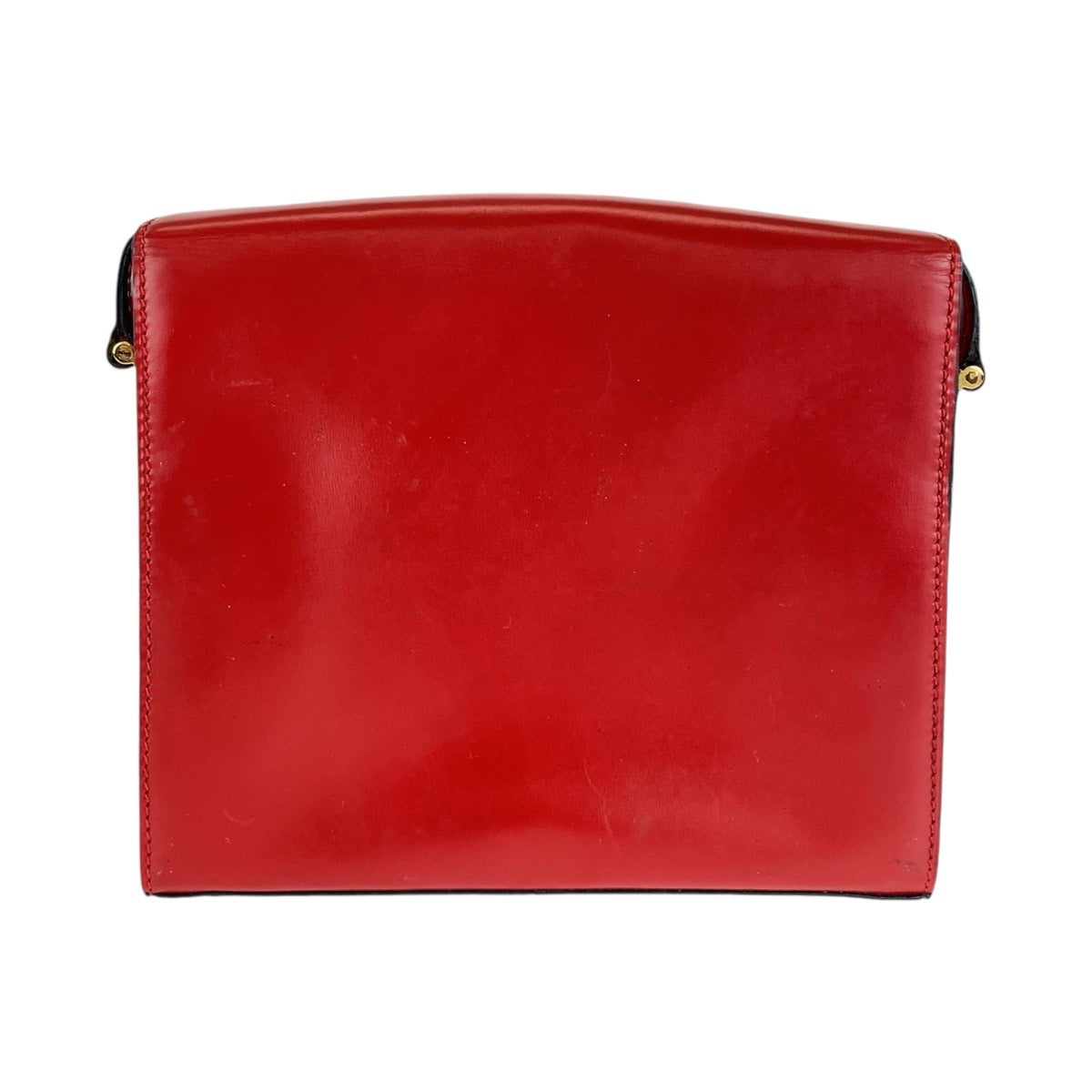 13293
CELINE セリーヌ ヴィンテージ ロゴリング レッド ゴールド金具 レザー ショルダーバッグ ポシェット  レディース