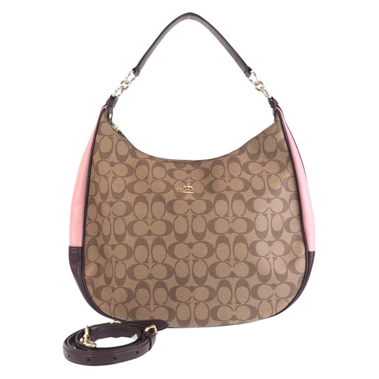 14063
COACH コーチ シグネチャー ベージュ マルチカラー ゴールド金具 レザー 斜め掛け ショルダーバッグ  レディース AB13
