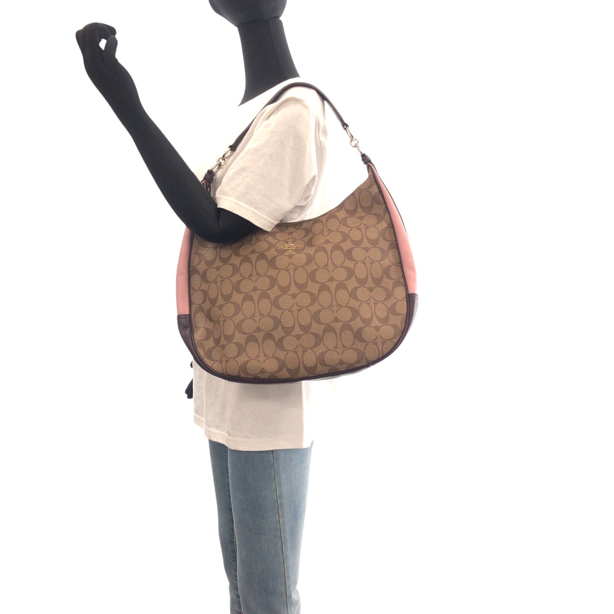 14063
COACH コーチ シグネチャー ベージュ マルチカラー ゴールド金具 レザー 斜め掛け ショルダーバッグ  レディース AB13