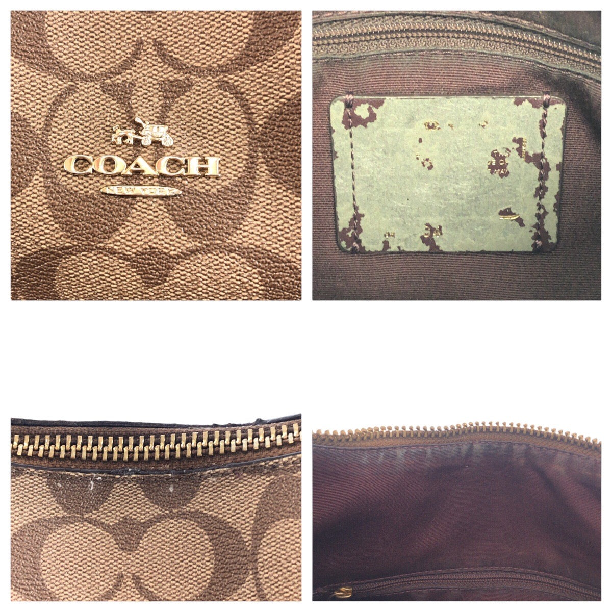 14063
COACH コーチ シグネチャー ベージュ マルチカラー ゴールド金具 レザー 斜め掛け ショルダーバッグ  レディース AB13