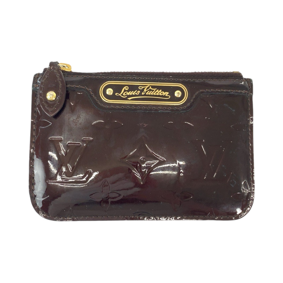 13295
LOUIS VUITTON ルイヴィトン モノグラム ヴェルニ ポシェット クレNM アラマント ボルドー ゴールド金具 パテントレザー M93557 コインケース キーリング付き  レディース