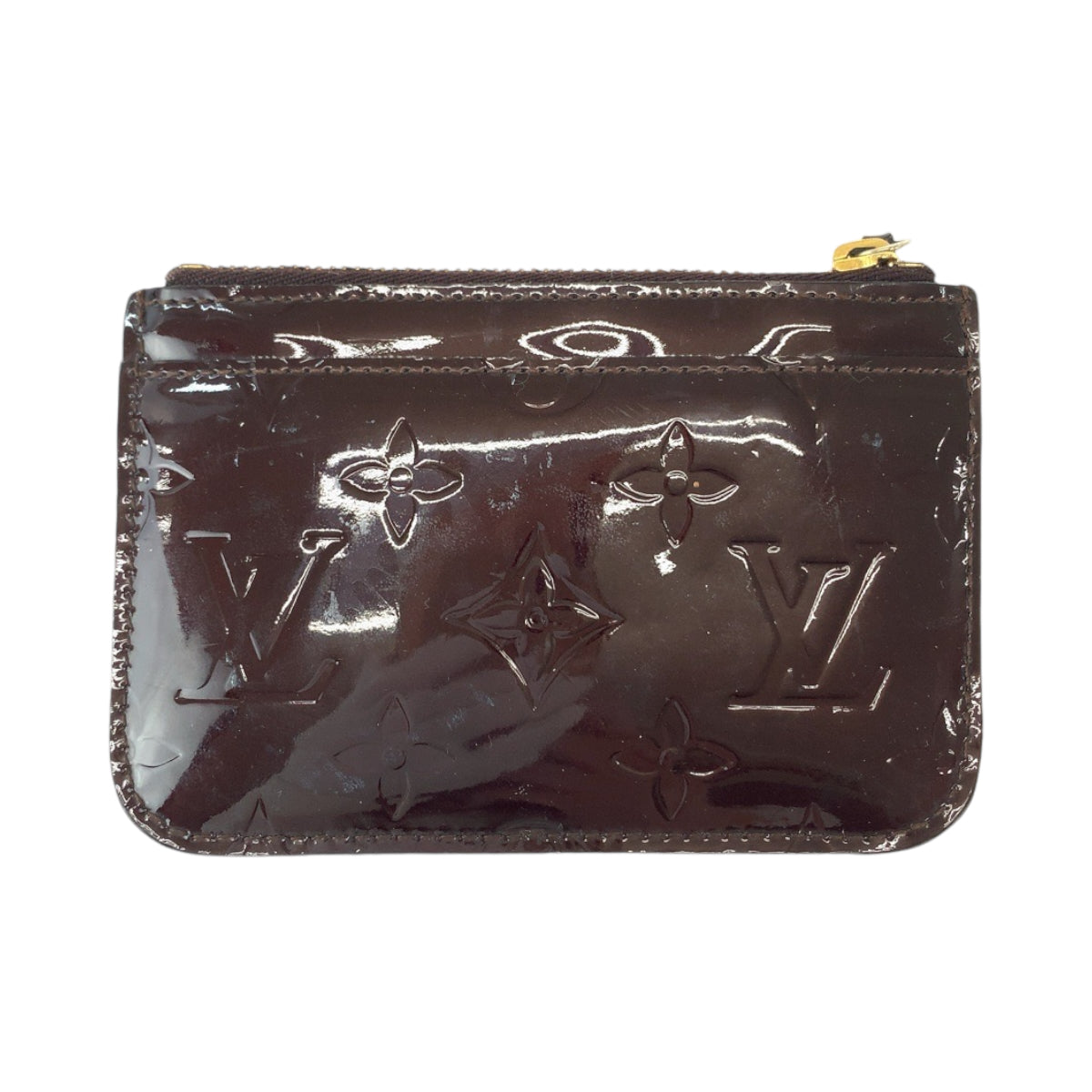 13295
LOUIS VUITTON ルイヴィトン モノグラム ヴェルニ ポシェット クレNM アラマント ボルドー ゴールド金具 パテントレザー M93557 コインケース キーリング付き  レディース