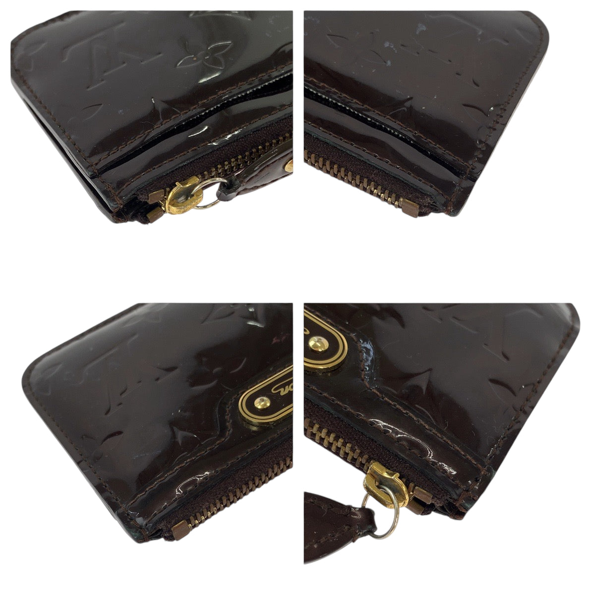 13295
LOUIS VUITTON ルイヴィトン モノグラム ヴェルニ ポシェット クレNM アラマント ボルドー ゴールド金具 パテントレザー M93557 コインケース キーリング付き  レディース