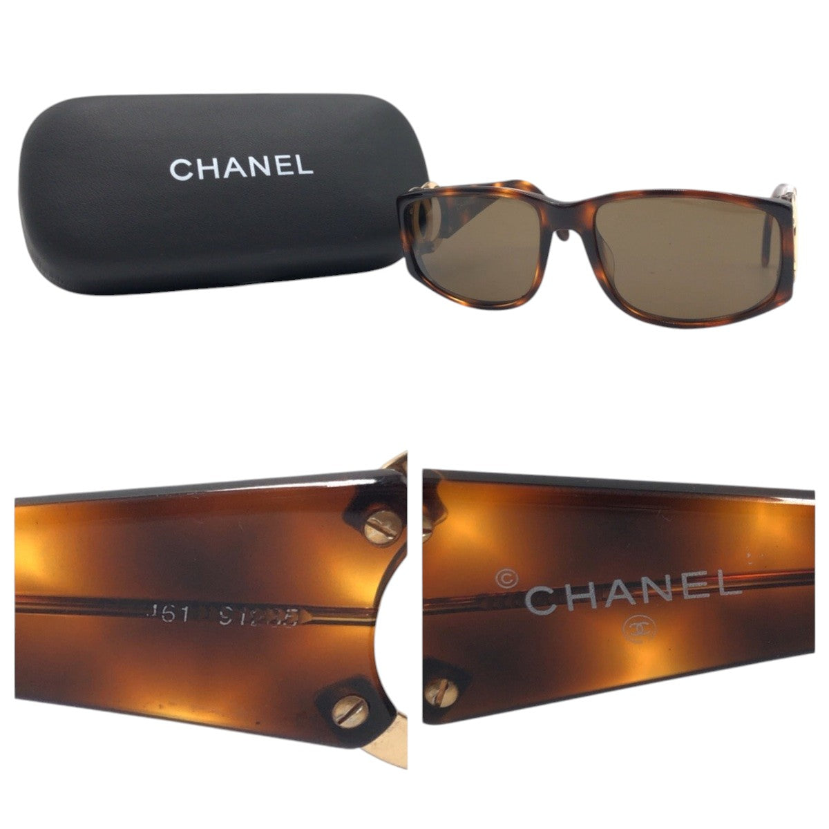 13296
CHANEL シャネル ヴィンテージ ココマーク ブラウン ゴールド プラスチック 02461 91235 サングラス スクエア  レディース